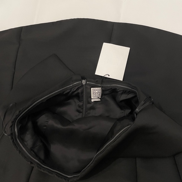 TOTEME A-Line Wool Cotton Dress Strapless Gown in Black Size 34 / US 2 - Picture 4 of 12